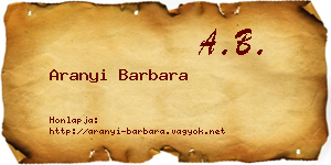 Aranyi Barbara névjegykártya