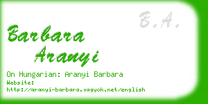 barbara aranyi business card